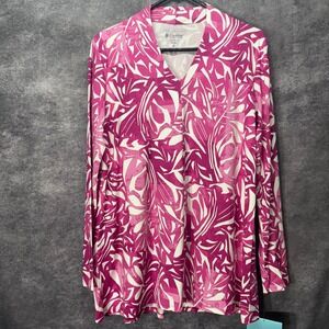 Coolibar Thera Tunic Top Womens M Pink Tropical Floral UPF 50+ Long Sleeve 10658